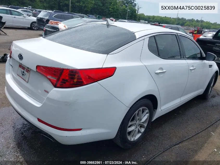 5XXGM4A75CG025839 2012 Kia Optima Lx