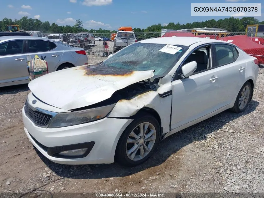 2012 Kia Optima Ex VIN: 5XXGN4A74CG070378 Lot: 40086554