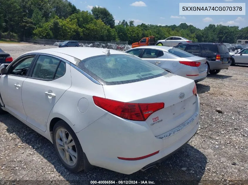 2012 Kia Optima Ex VIN: 5XXGN4A74CG070378 Lot: 40086554