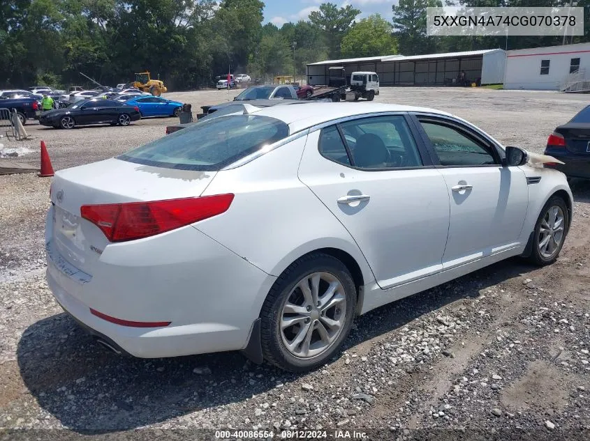 2012 Kia Optima Ex VIN: 5XXGN4A74CG070378 Lot: 40086554