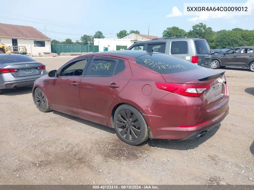 2012 Kia Optima Sx VIN: 5XXGR4A64CG009012 Lot: 40123310