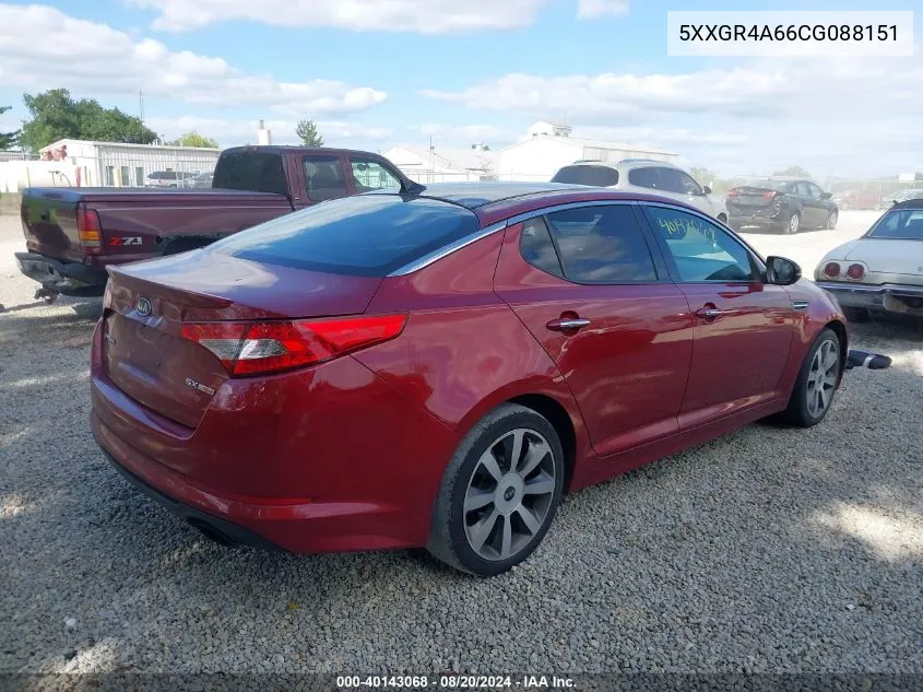 2012 Kia Optima Sx VIN: 5XXGR4A66CG088151 Lot: 40143068