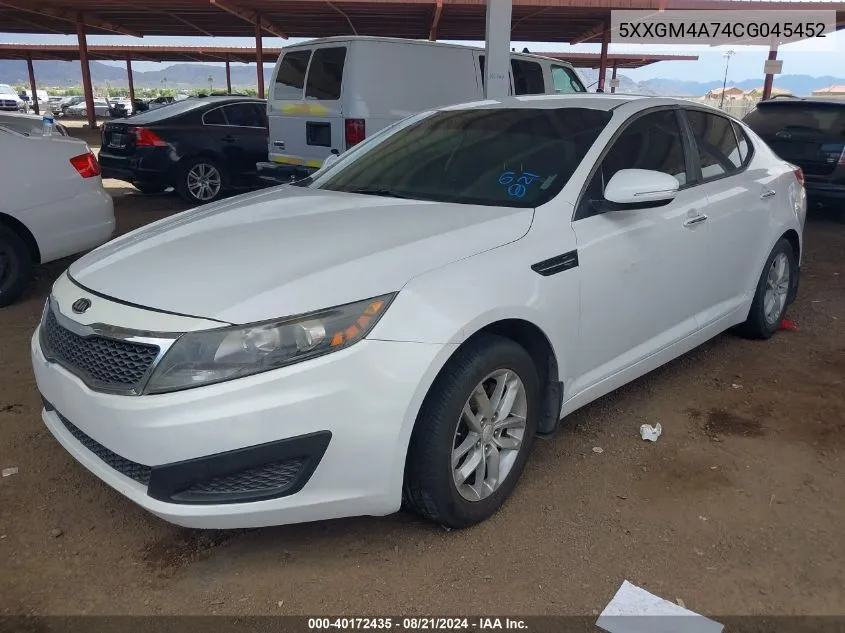 2012 Kia Optima Lx VIN: 5XXGM4A74CG045452 Lot: 40172435