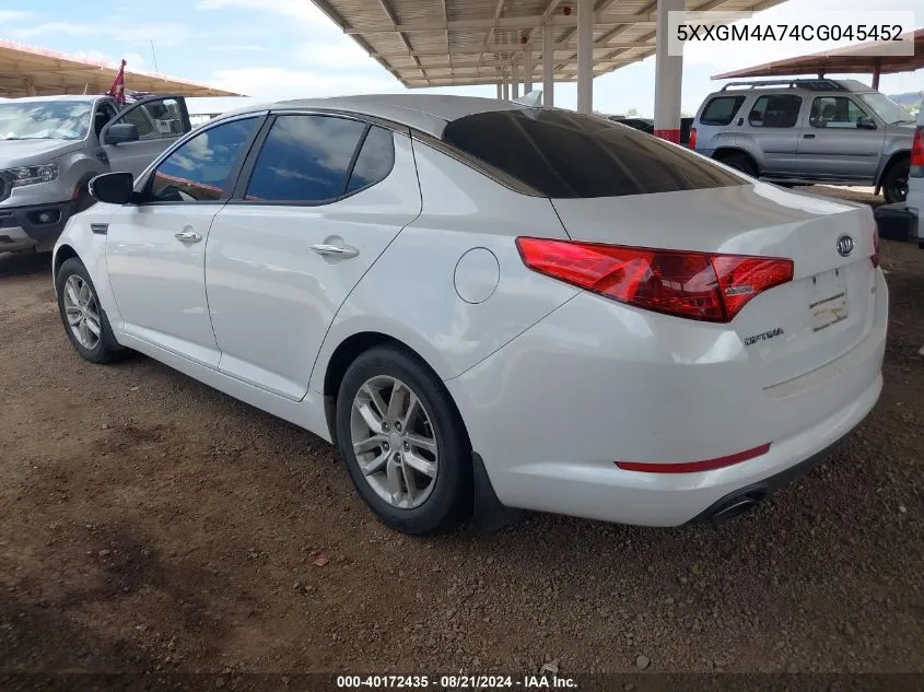 2012 Kia Optima Lx VIN: 5XXGM4A74CG045452 Lot: 40172435