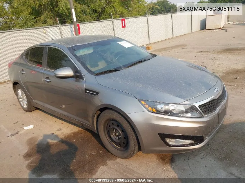 2012 Kia Optima Lx VIN: 5XXGM4A75CG051115 Lot: 40199289