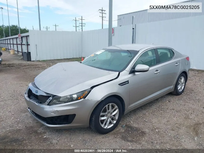 2012 Kia Optima Lx VIN: 5XXGM4A78CG025205 Lot: 40203901