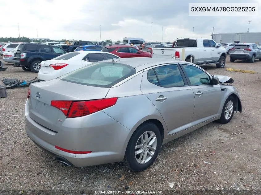 2012 Kia Optima Lx VIN: 5XXGM4A78CG025205 Lot: 40203901