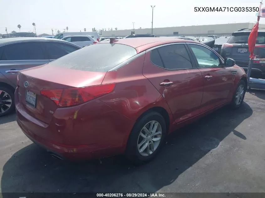 2012 Kia Optima Lx VIN: 5XXGM4A71CG035350 Lot: 40206276