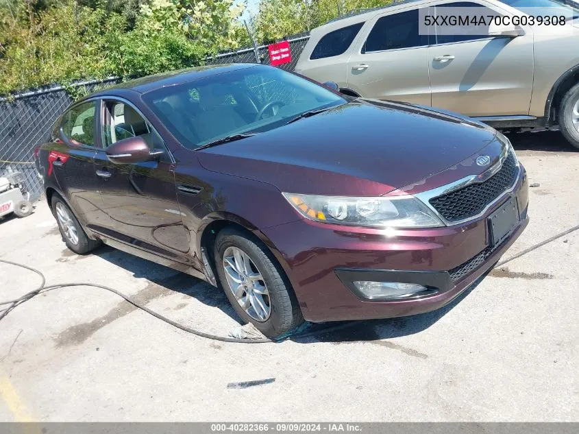 2012 Kia Optima Lx VIN: 5XXGM4A70CG039308 Lot: 40282366