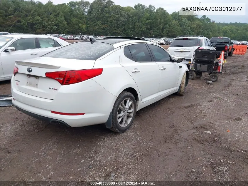 2012 Kia Optima Ex VIN: 5XXGN4A70CG012977 Lot: 40338309