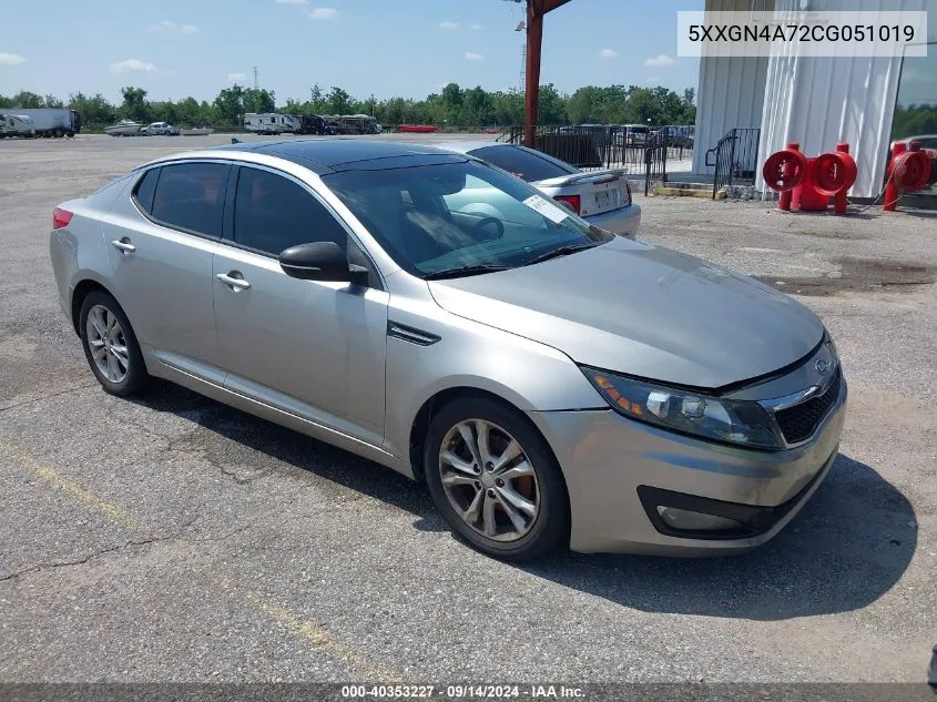 2012 Kia Optima Ex VIN: 5XXGN4A72CG051019 Lot: 40353227