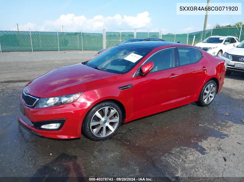 2012 Kia Optima Sx VIN: 5XXGR4A68CG071920 Lot: 40378743