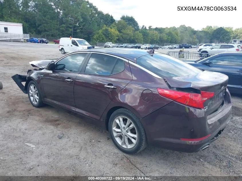 2012 Kia Optima Lx VIN: 5XXGM4A78CG063534 Lot: 40388722