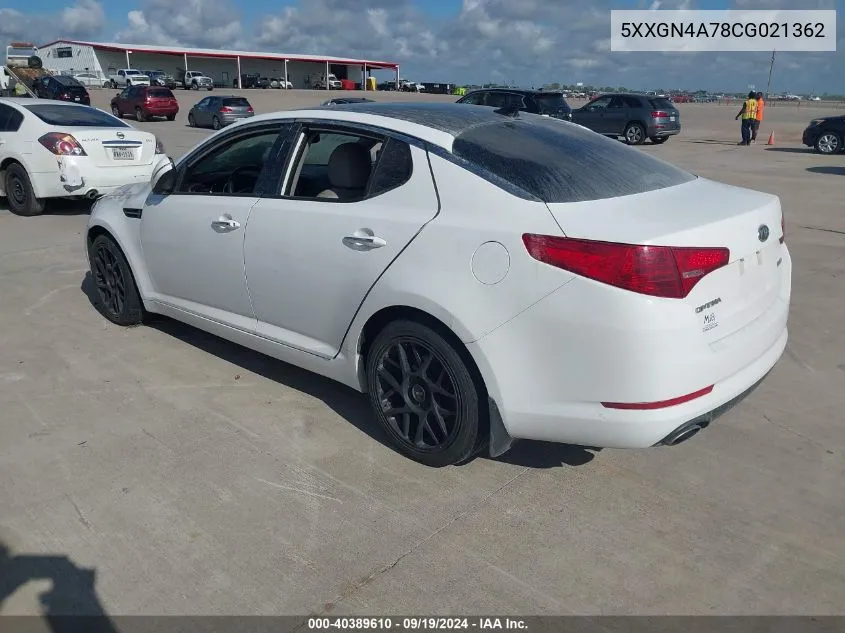 2012 Kia Optima Ex VIN: 5XXGN4A78CG021362 Lot: 40389610