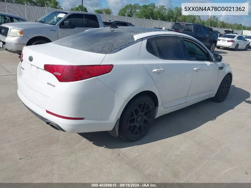 2012 Kia Optima Ex VIN: 5XXGN4A78CG021362 Lot: 40389610