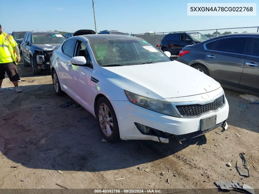 2012 Kia Optima Ex VIN: 5XXGN4A78CG022768 Lot: 40392786