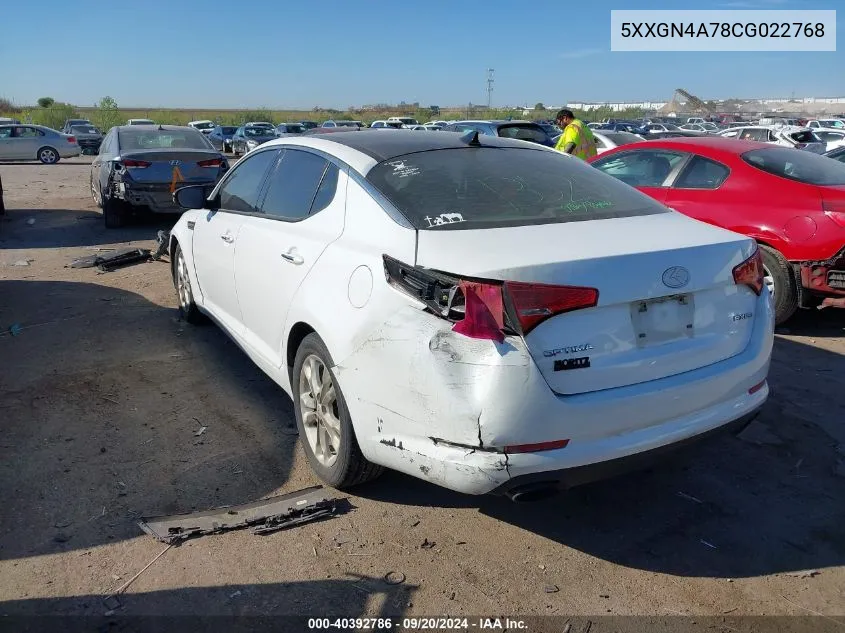 2012 Kia Optima Ex VIN: 5XXGN4A78CG022768 Lot: 40392786