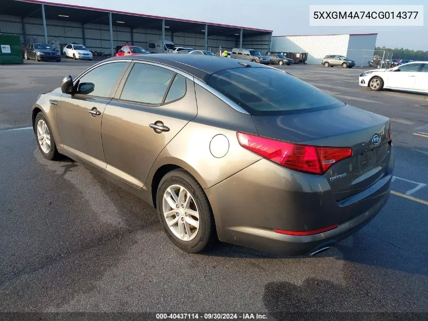 5XXGM4A74CG014377 2012 Kia Optima Lx