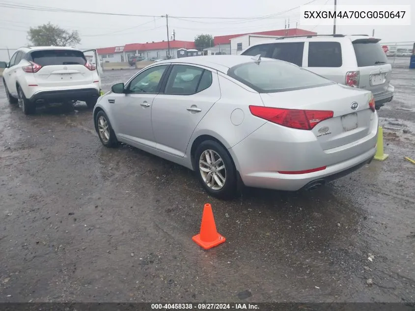 2012 Kia Optima Lx VIN: 5XXGM4A70CG050647 Lot: 40458338