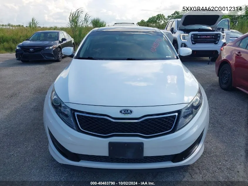 2012 Kia Optima Sx VIN: 5XXGR4A62CG012314 Lot: 40483790