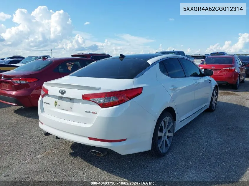 2012 Kia Optima Sx VIN: 5XXGR4A62CG012314 Lot: 40483790