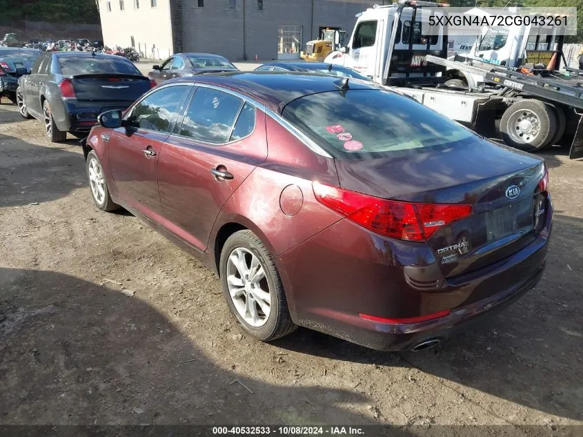 2012 Kia Optima Ex VIN: 5XXGN4A72CG043261 Lot: 40532533