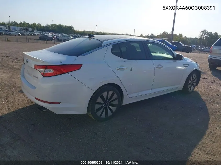 2012 Kia Optima Sx VIN: 5XXGR4A60CG008391 Lot: 40550305