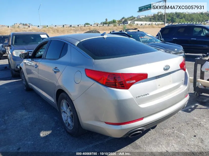 2012 Kia Optima Lx VIN: 5XXGM4A7XCG057931 Lot: 40569785