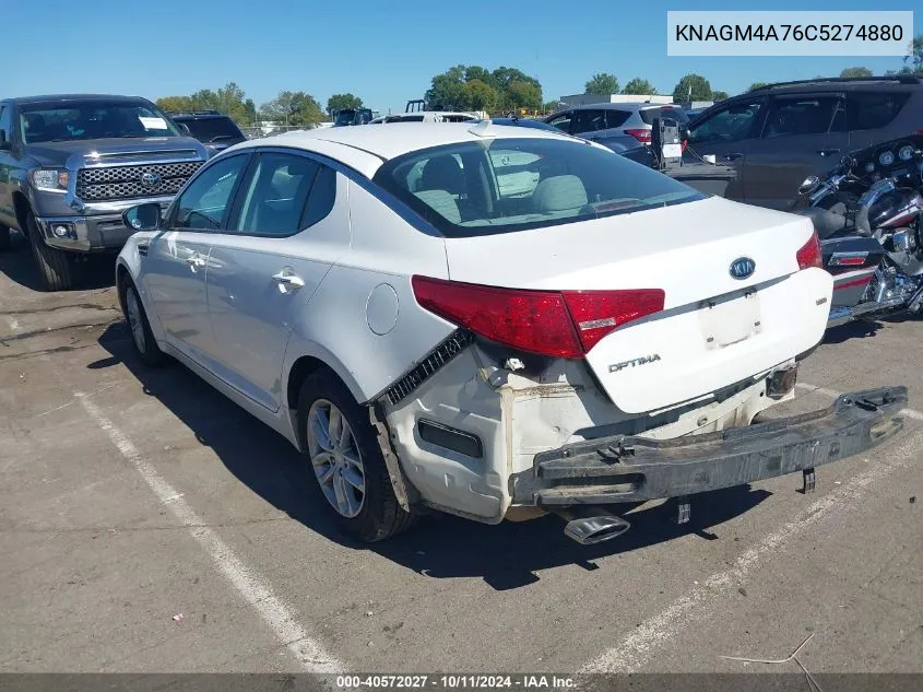 2012 Kia Optima Lx VIN: KNAGM4A76C5274880 Lot: 40572027