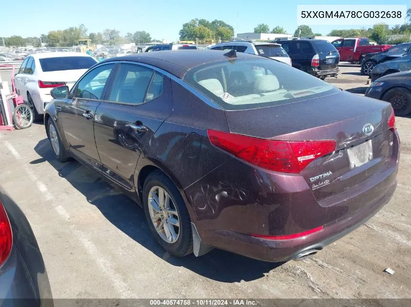 2012 Kia Optima Lx VIN: 5XXGM4A78CG032638 Lot: 40574758