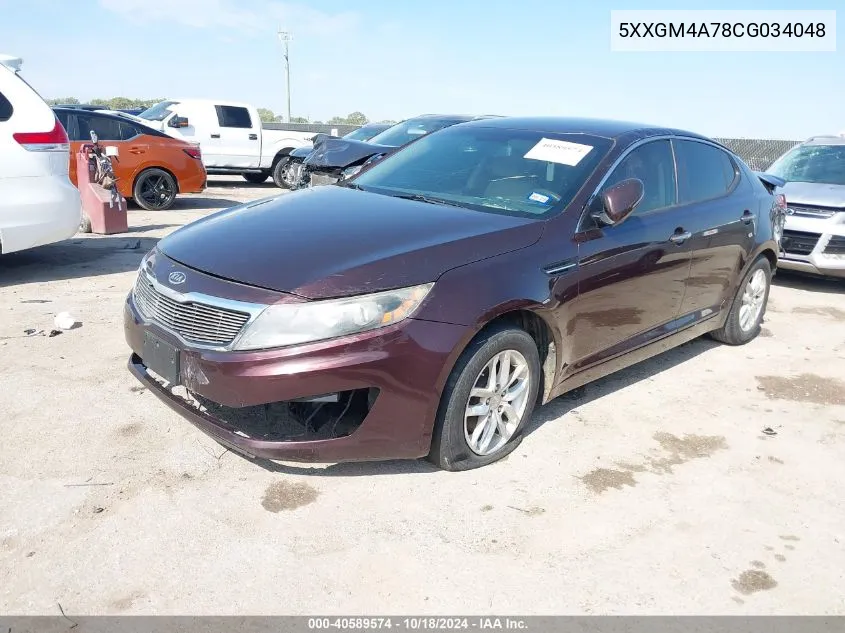 2012 Kia Optima Lx VIN: 5XXGM4A78CG034048 Lot: 40589574