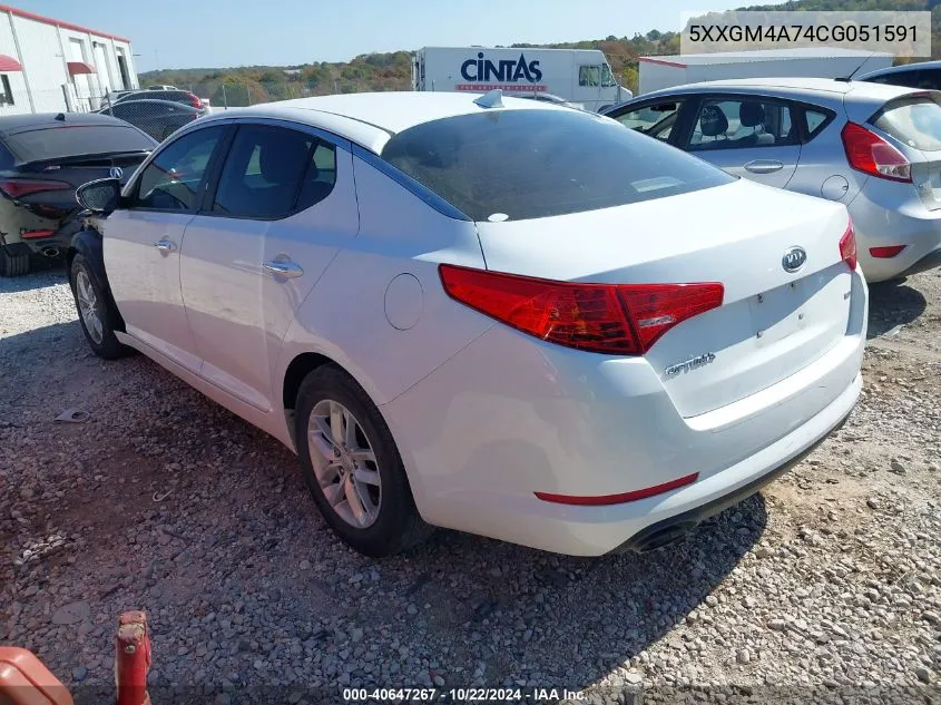 2012 Kia Optima Lx VIN: 5XXGM4A74CG051591 Lot: 40647267