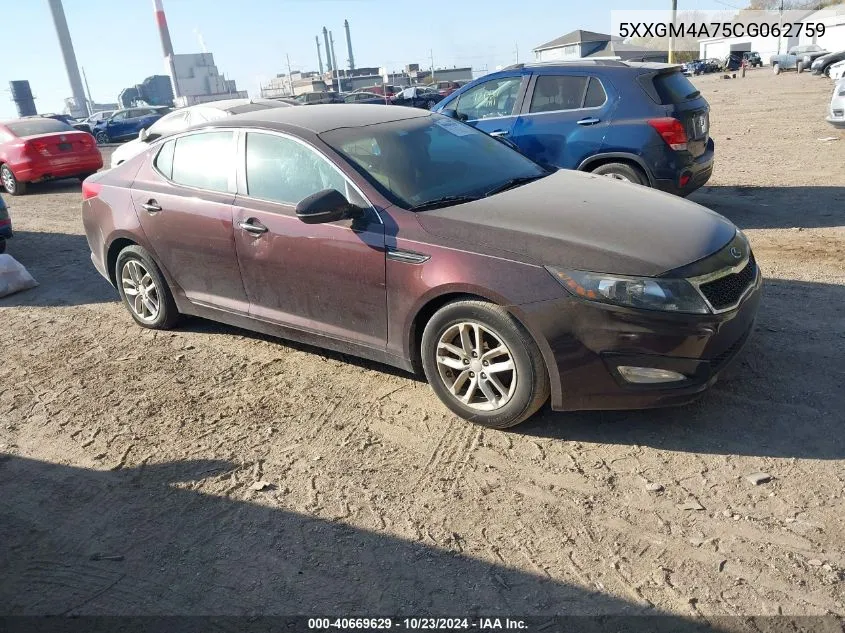 2012 Kia Optima Lx VIN: 5XXGM4A75CG062759 Lot: 40669629