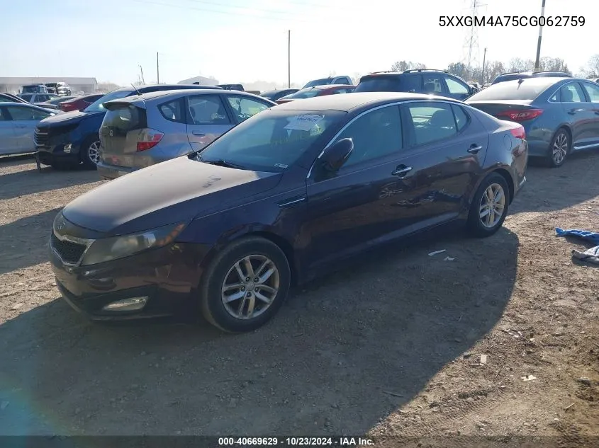 2012 Kia Optima Lx VIN: 5XXGM4A75CG062759 Lot: 40669629