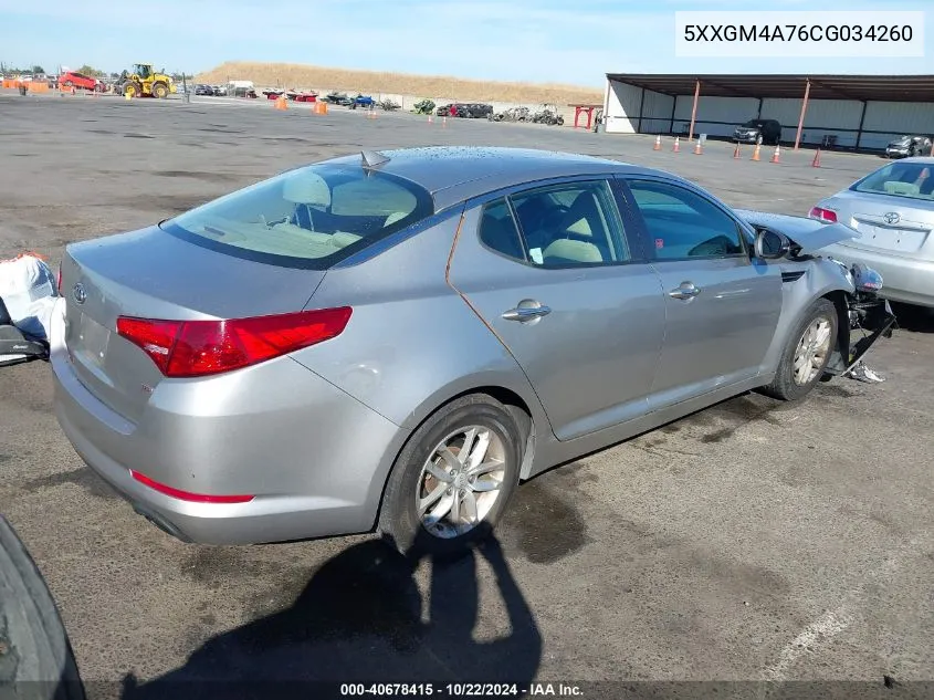 2012 Kia Optima Lx VIN: 5XXGM4A76CG034260 Lot: 40678415