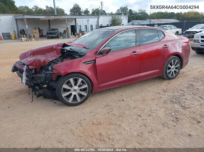 2012 Kia Optima Sx VIN: 5XXGR4A64CG004294 Lot: 40722793