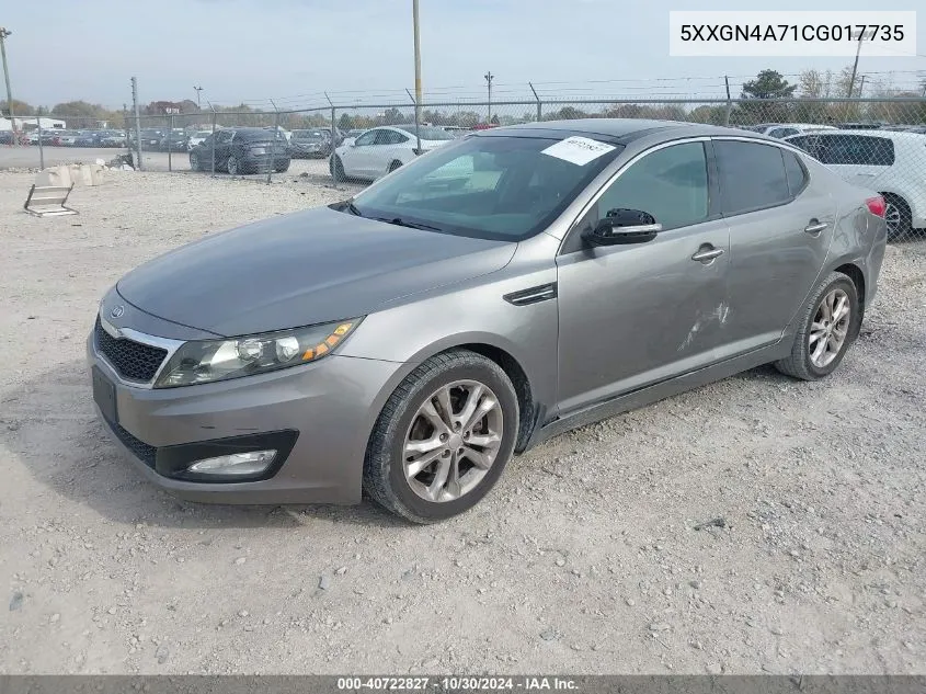 2012 Kia Optima Ex VIN: 5XXGN4A71CG017735 Lot: 40722827