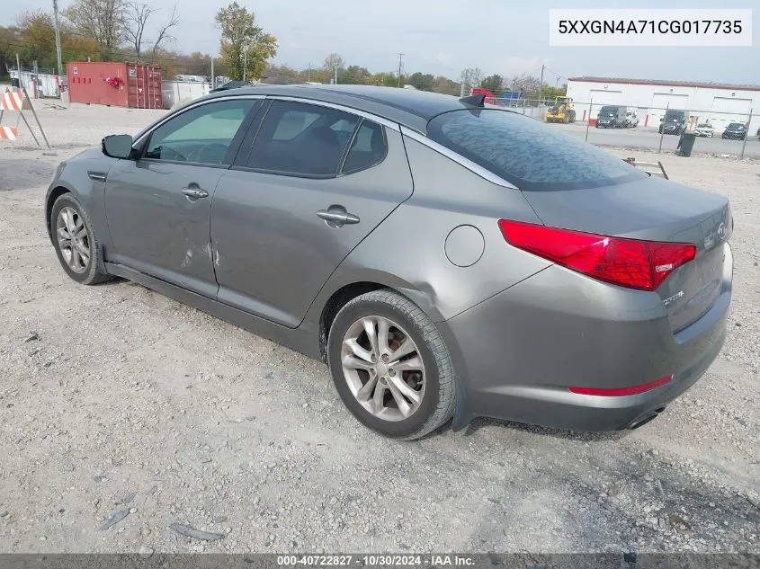 2012 Kia Optima Ex VIN: 5XXGN4A71CG017735 Lot: 40722827