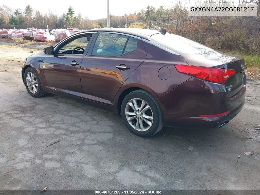 2012 Kia Optima Ex VIN: 5XXGN4A72CG081217 Lot: 40781269