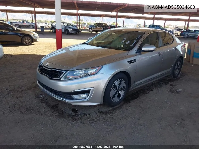 2012 Kia Optima Hybrid Ex VIN: KNAGM4AD5C5034600 Lot: 40807561