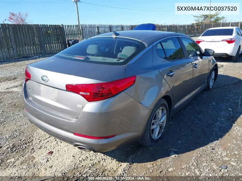 2012 Kia Optima Lx VIN: 5XXGM4A7XCG037520 Lot: 40836236