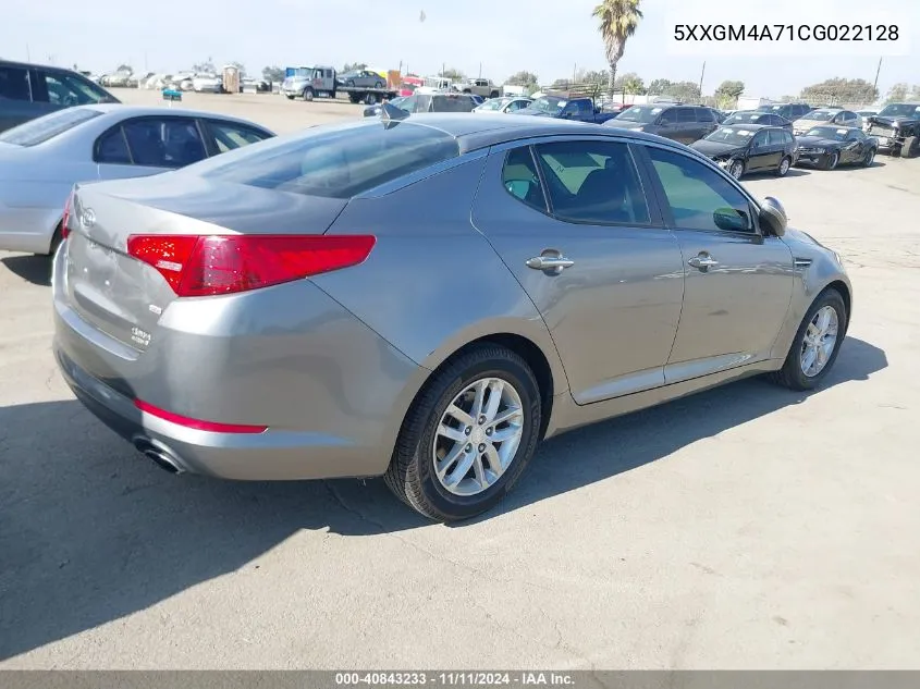 2012 Kia Optima Lx VIN: 5XXGM4A71CG022128 Lot: 40843233