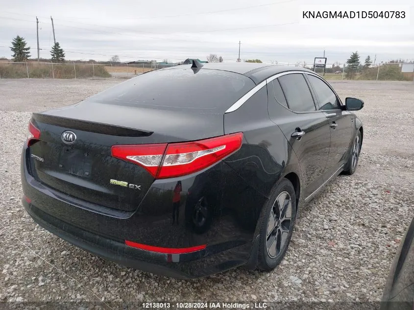 2013 Kia Optima Hybrid VIN: KNAGM4AD1D5040783 Lot: 12138013