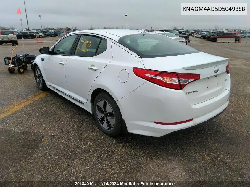 2013 Kia Optima Hybrid VIN: KNAGM4AD5D5049888 Lot: 20184010