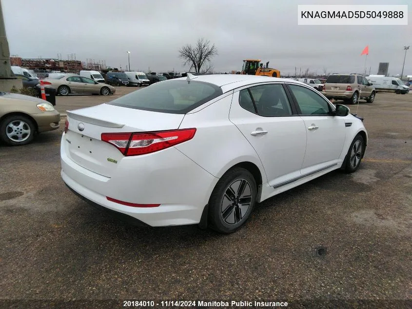 2013 Kia Optima Hybrid VIN: KNAGM4AD5D5049888 Lot: 20184010