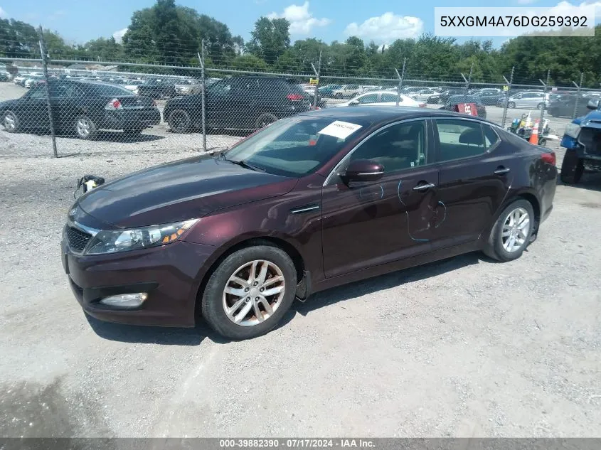 2013 Kia Optima Lx VIN: 5XXGM4A76DG259392 Lot: 39882390