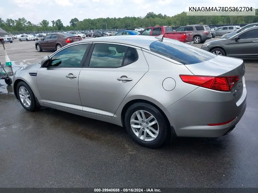 2013 Kia Optima Lx VIN: KNAGM4A78D5362704 Lot: 39940688