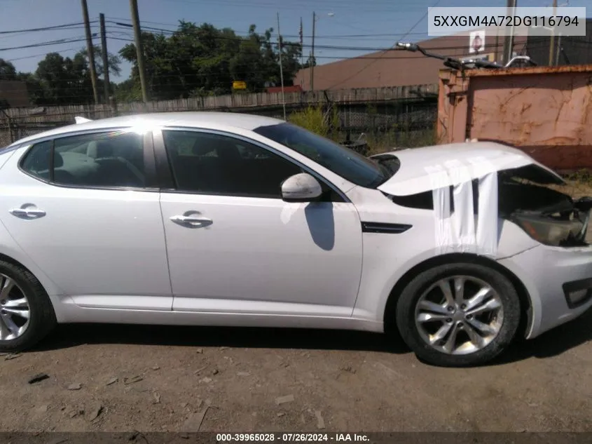 2013 Kia Optima Lx VIN: 5XXGM4A72DG116794 Lot: 39965028