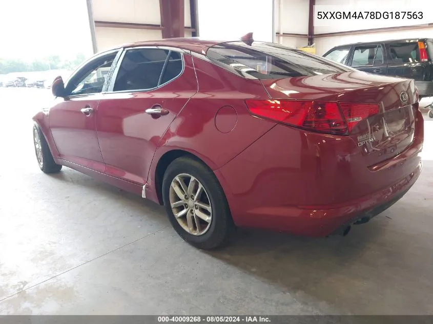 2013 Kia Optima Lx VIN: 5XXGM4A78DG187563 Lot: 40009268