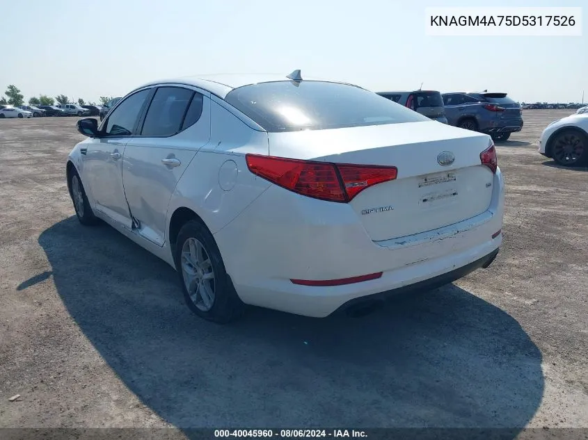 2013 Kia Optima Lx VIN: KNAGM4A75D5317526 Lot: 40045960